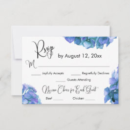 Calligrafy Menu Choice mit Blue Hydrangea UAWG RSVP Karte