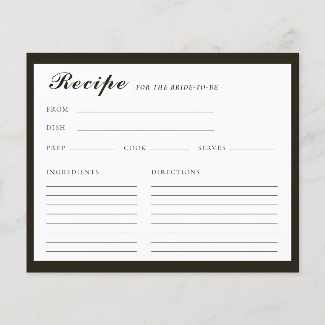 Calligrafy Recipe Brautparty Enclosure Card (Vorderseite)