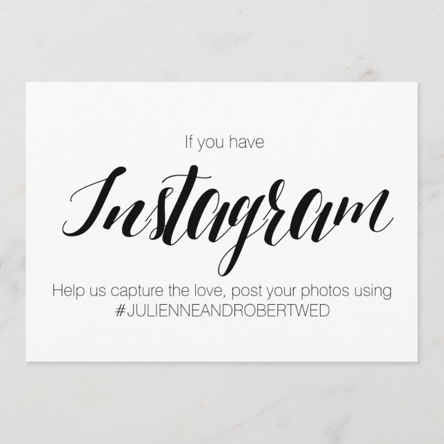 Calligrafy Style "Instagram Hashtag" Hochzeitszeic (Vorderseite)