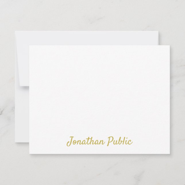 Calligrafy Template Custom Gold Script Text Flat Mitteilungskarte (Vorderseite)