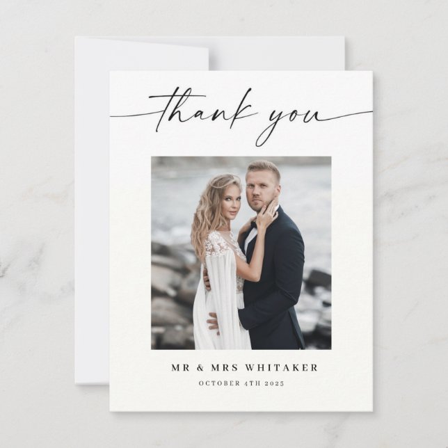 Calligrafy Wedding Danke-Card-Foto Einladung (Vorderseite)