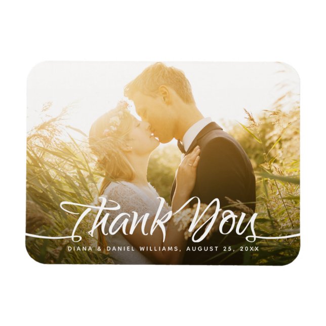 Calligrafy Wedding danke Ihnen Custom Foto Magnet (Horizontal)