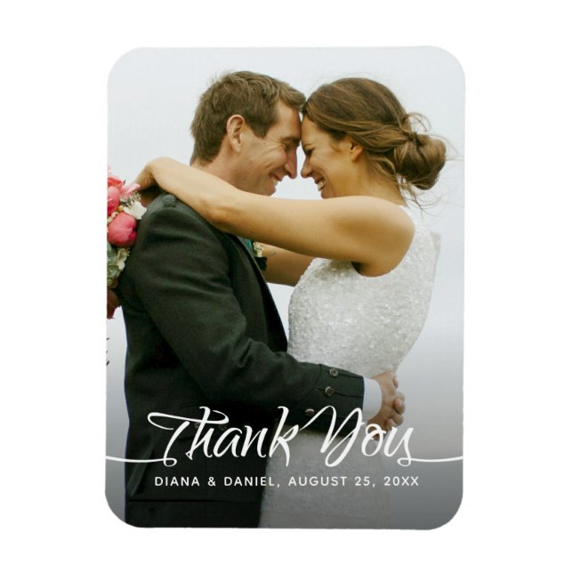Calligrafy Wedding Danke Personalisiertes Foto Magnet (Vertikal)