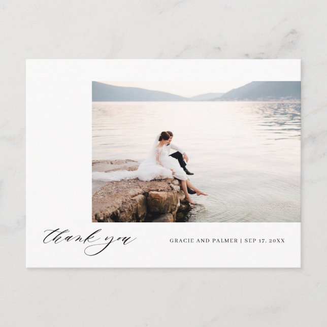 Calligrafy Wedding Vielen Dank Foto Postcard Postkarte (Vorderseite)