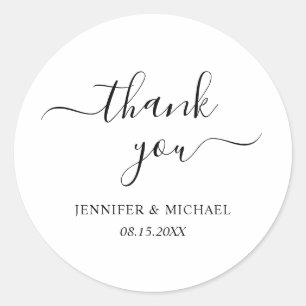 Calligraphed Elegant Modern Simple Danke Runder Aufkleber