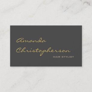 Calligraphic Grey Chic Hair Stylist Business Card Visitenkarte