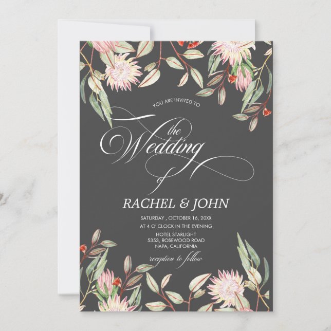 Calligraphic Wedding Monogram für australische Blu Einladung (Vorderseite)