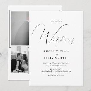 Calligraphie 3 Foto Black & White Wedding Einladung