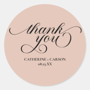 Calligraphie Beige Wedding Danke Stickers