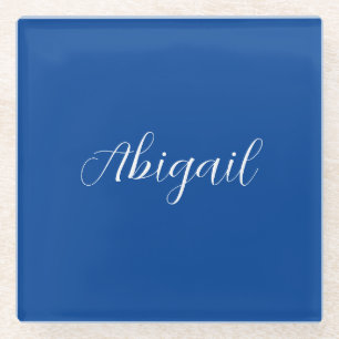 Calligraphie Eleganblau Schlichter einfacher Name Glasuntersetzer