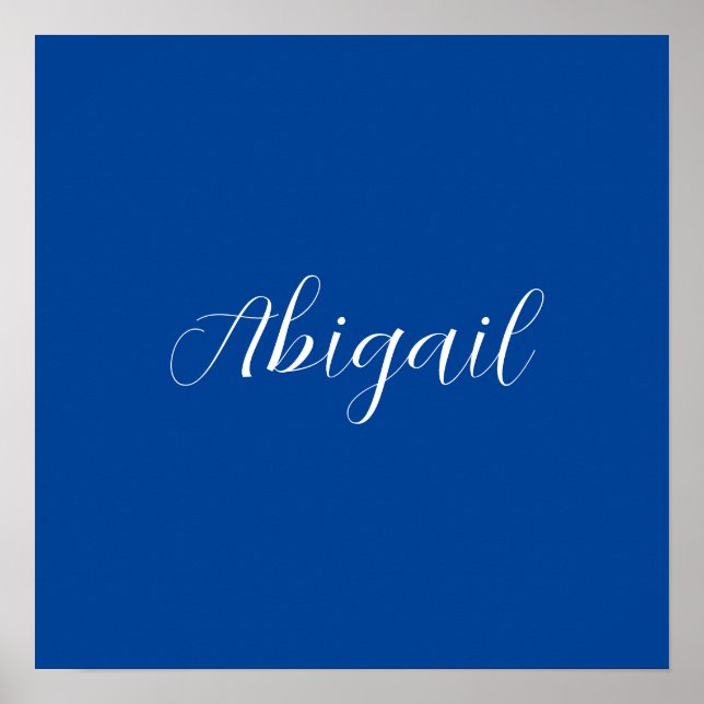 Calligraphie Eleganblau Schlichter einfacher Name Poster (Vorne)