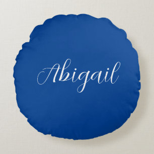 Calligraphie Eleganblau Schlichter einfacher Name Rundes Kissen