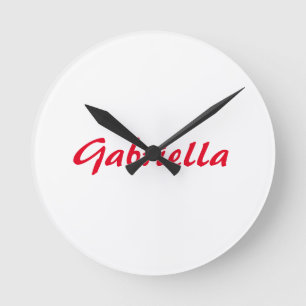 Calligraphie Eleganot White Schlicht Simple Name Runde Wanduhr