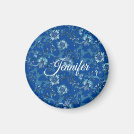 Calligraphie Elegant Blauer Individuelle Name Magnet