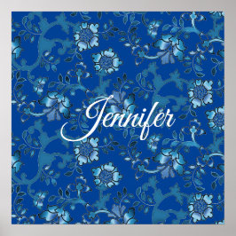 Calligraphie Elegant Blauer Individuelle Name Poster