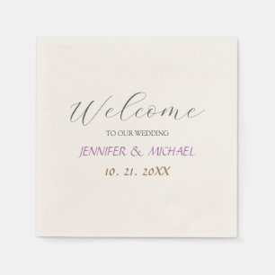 Calligraphie Elegant Ecru Farbe Begrüßung Serviette