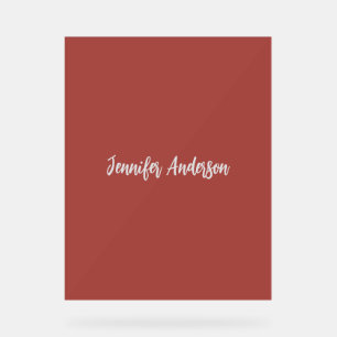 Calligraphie Elegant Personalisiert Brick Red Acrylschild