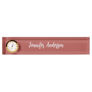Calligraphie Elegant Personalisiert Brick Red Namensplakette