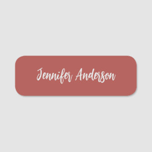 Calligraphie Elegant Personalisiert Brick Red Namensschild