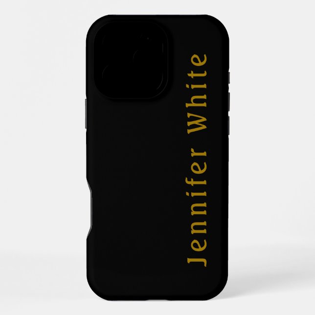 Calligraphie Elegant Retro Gold & Black Name iPhone Hülle (Rückseite)