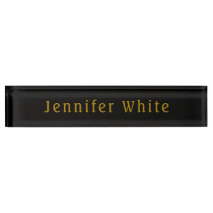 Calligraphie Elegant Retro Gold & Black Name Namensplakette