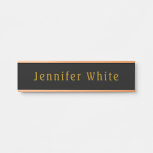 Calligraphie Elegant Retro Gold & Black Name Türschild