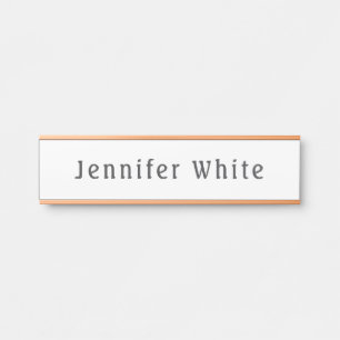 Calligraphie Elegant Retro Grauer weißer Name Türschild