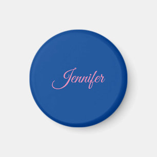 Calligraphie Elegant Rosa Blauer Individuelle Name Magnet