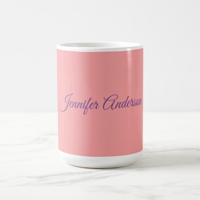 Calligraphie Elegante Pastel Personalisierter Name Kaffeetasse (Mittel)