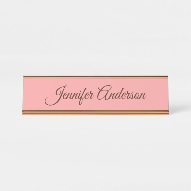 Calligraphie Elegante Pastel Personalisierter Name Schreibtischnamensplakette (Vorderseite )