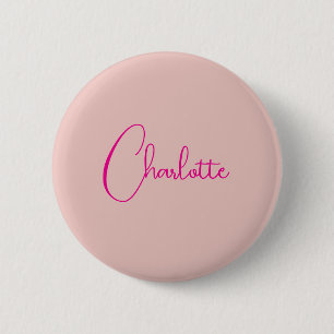 Calligraphie Elegante Rose Gold Schlichter Name Button
