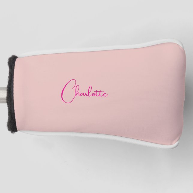 Calligraphie Elegante Rose Gold Schlichter Name Golf Headcover (Vorderseite)