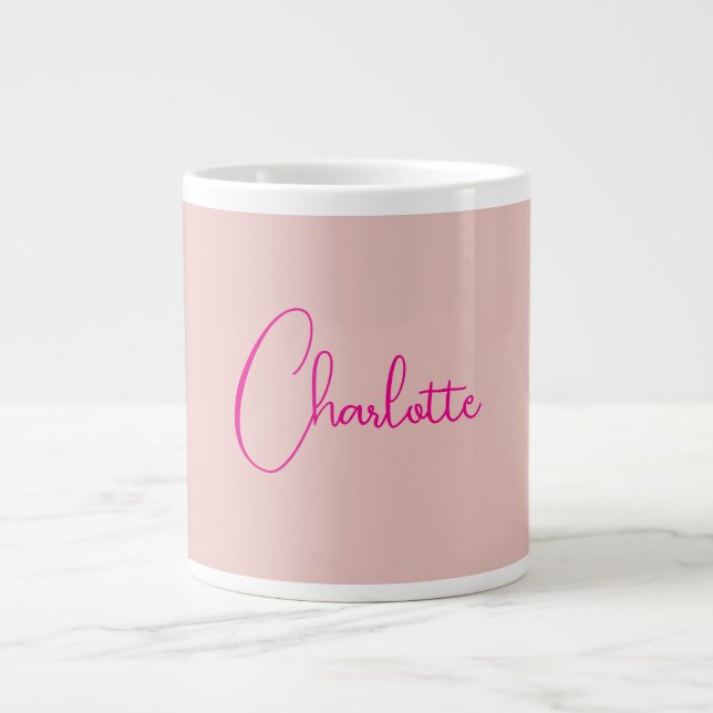 Calligraphie Elegante Rose Gold Schlichter Name Jumbo-Tasse (Vorderseite)