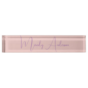 Calligraphie Elegante Rose Gold Schlichter Name Namensplakette