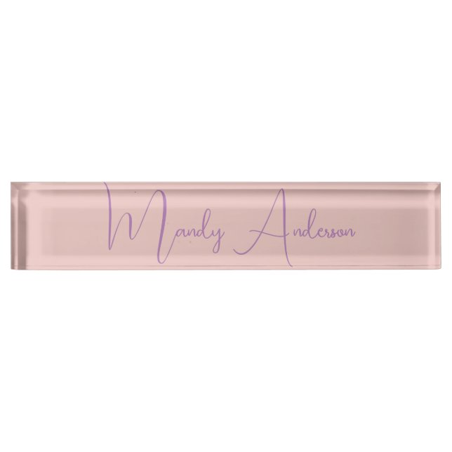 Calligraphie Elegante Rose Gold Schlichter Name Namensplakette (Vorderseite)