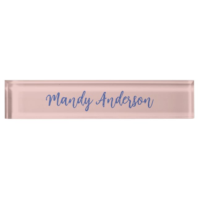 Calligraphie Elegante Rose Gold Schlichter Name Namensplakette (Vorderseite)