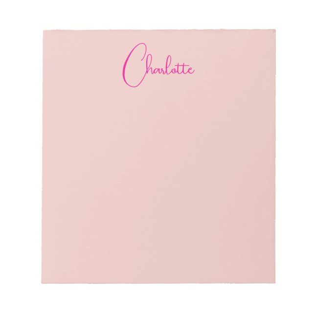 Calligraphie Elegante Rose Gold Schlichter Name Notizblock (Vorderseite)