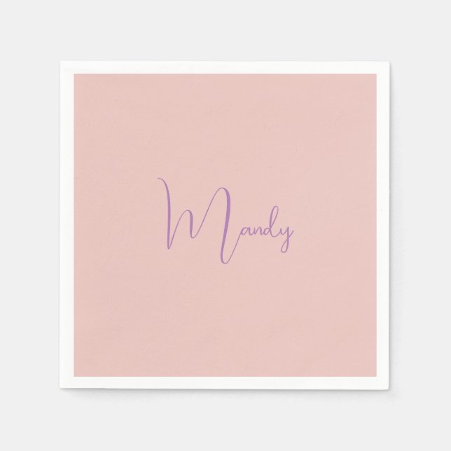 Calligraphie Elegante Rose Gold Schlichter Name Serviette (Vorderseite)