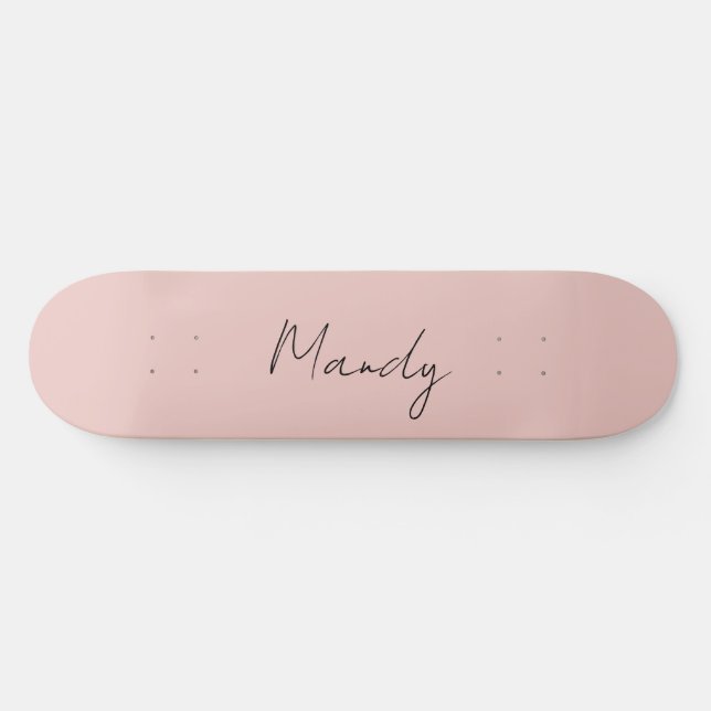 Calligraphie Elegante Rose Gold Schlichter Name Skateboard (Horizontal)