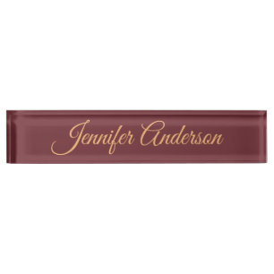 Calligraphie Elegante Weinfarbe Personalisierter N Namensplakette