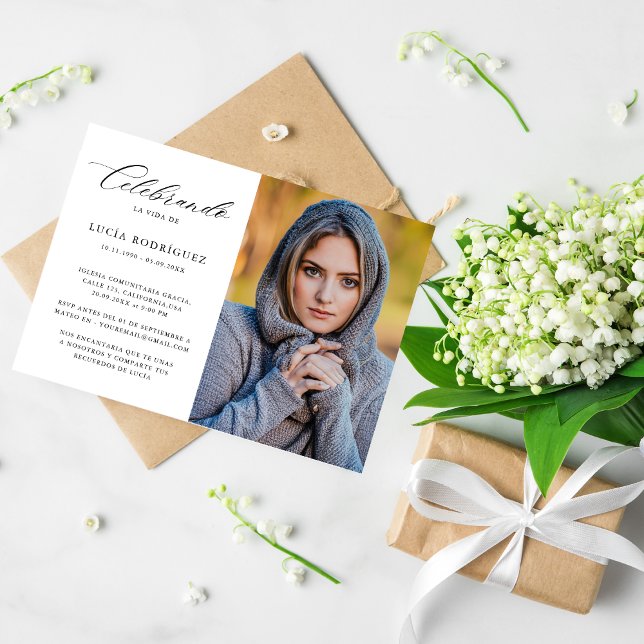 Calligraphie Elegantes Spanisches Beerdigungsdenkm Einladung (Von Creator hochgeladen)