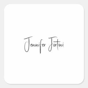 Calligraphie Eleganto Schlichte Schwarz & Weiß Ein Quadratischer Aufkleber