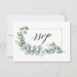Calligraphie Eukalyptus Greenery Gold Wedding Meal RSVP Karte