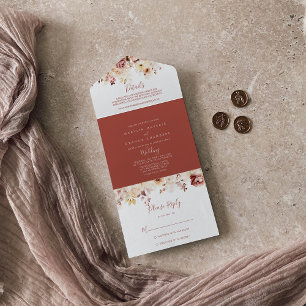 Calligraphie Graceful Blumenhochzeit All In One Einladung