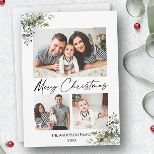 Calligraphie-Grafik-Script 3 Foto Grüne Berries Feiertagskarte