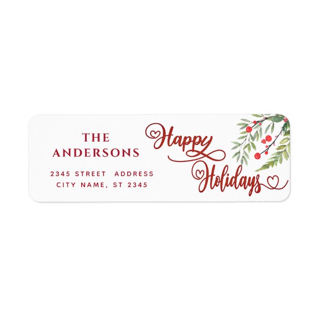 Calligraphie Happy Holidays botanische Heilige (Vorne)