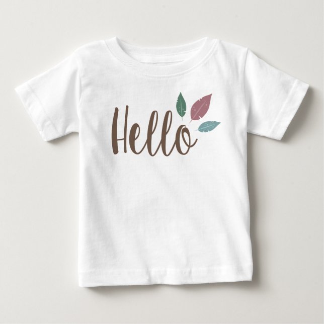 Calligraphie hello boho Federn Baby T-shirt (Vorderseite)