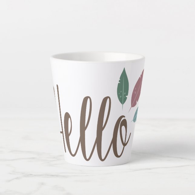 Calligraphie hello boho Federn Milchtasse (Vorderseite)