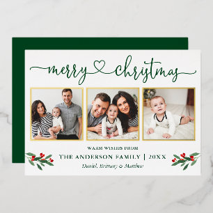 Calligraphie Herz 3 Foto Weihnachtsfeiertag Holly  Folien Feiertagskarte