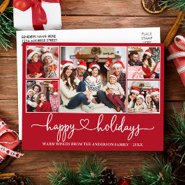 Calligraphie Herz Happy Urlaub 5 Foto Rot Postkarte